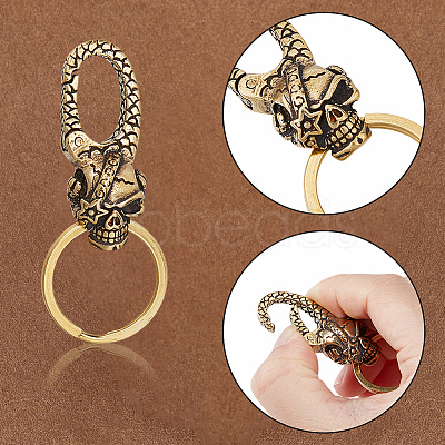 Skull Brass Lobster Claw Clasps KK-WH20002-20B-1