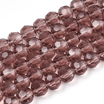 Faceted(32 Facets) Round Glass Beads Strands X-EGLA-J042-4mm-06-1
