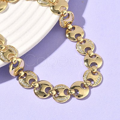 Clear Cubic Zirconia Flat Round Link Chains Bracelet BJEW-G773-06G-1