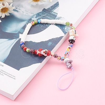 Handmade Lampwork Beaded Mobile Straps for Christmas HJEW-JM00446-02-1