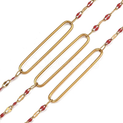 304 Stainless Steel Enamel Dapped Chain Oval Link Chains CHS-K021-15G-05-1