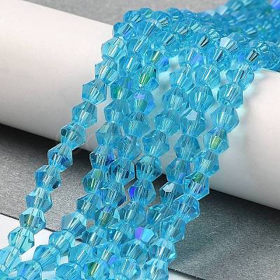 Transparent Electroplate Glass Beads Strands GLAA-F029-4mm-D19-1