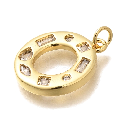 Brass Micro Pave Clear Cubic Zirconia Pendants KK-G521-01G-O-1