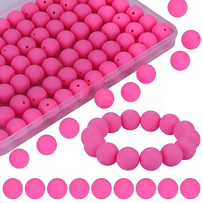 80Pcs Round Silicone Focal Beads SIL-SZ0001-24-34-1
