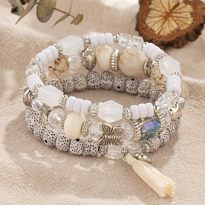 Boho Style Wood Beaded Stretch Bracelet Sets for Women WGE3C3B-44-1