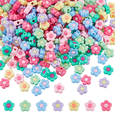 300Pcs Two Tone Opaque Acrylic Beads SACR-UN0001-06-1
