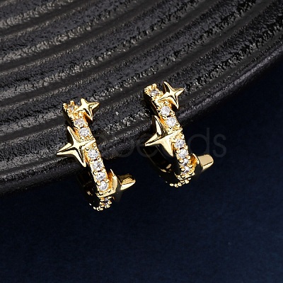 Brass Micro Pave Clear Cubic Zirconia Cuff Earrings EJEW-D328-02G-03-1