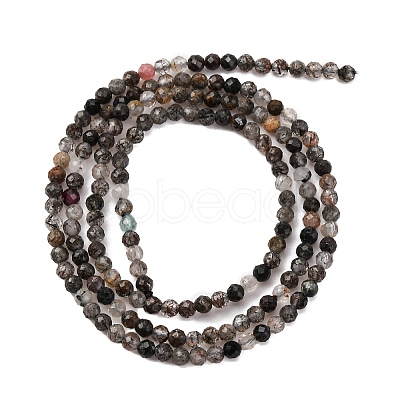 Natural Black Rutilated Quartz Beads Strands G-RM250104-C4-1