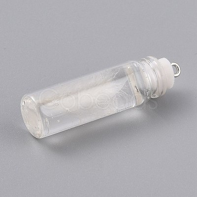 Transparent Glass Bottle Pendant Decorations EGLA-B002-01D-1