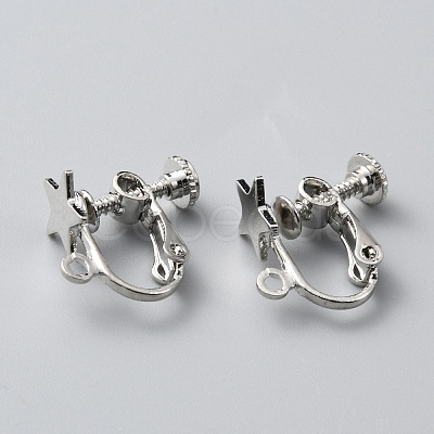 Star Brass Clip-on Earring Findings KK-TAC0005-02P-1