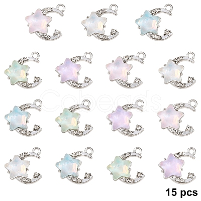 15Pcs 5 Colors Alloy Pendants FIND-YW0017-89-1