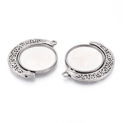 Non-Tarnish 304 Stainless Steel Rotatable Pendant Cabochon Settings STAS-N114-01P-1