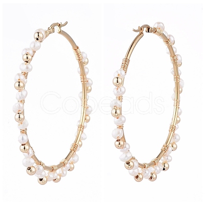 304 Stainless Steel Big Beaded Hoop Earrings EJEW-JE04162-1