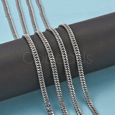 Tarnish Resistant Men's Jewelry Making 304 Stainless Steel Double Link Curb Chains CHS-A003C-1.0mm-1