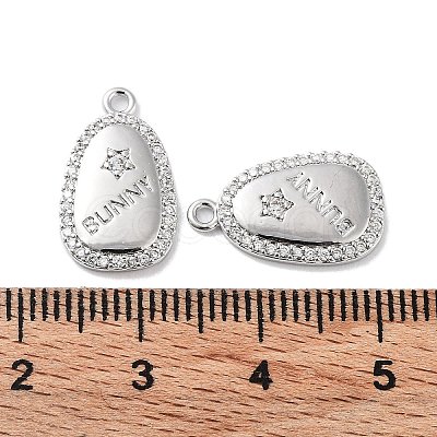Brass Micro Pave Clear Cubic Zirconia Pendants KK-F871-26P-1