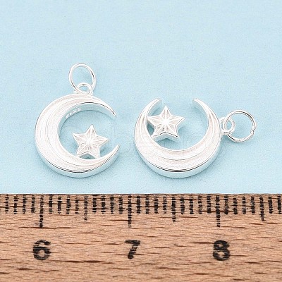 925 Sterling Silver Moon with Star Charms STER-N016-93S-1
