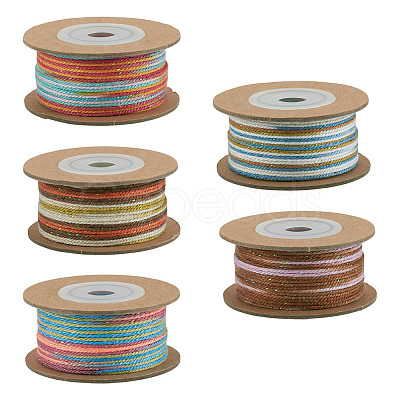 5 Rolls 5 Colors Segment Dyed Macrame Cotton Cord OCOR-TA0004-05B-1
