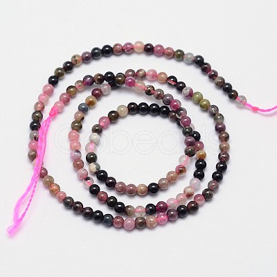 Natural Multicolor Tourmaline Round Bead Strands G-I162-01-3mm-1