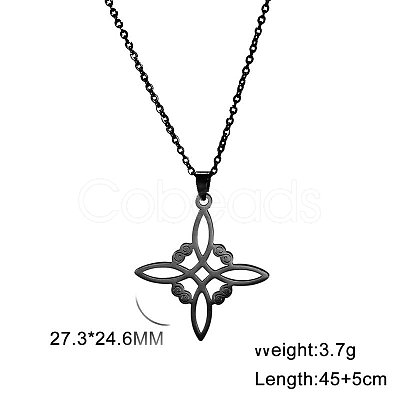 Witch Knot 304 Stainless Steel Hollow Pendant Necklaces for Women FS-WGCB0A9-10-1