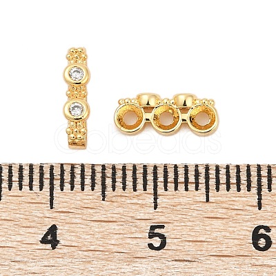 Brass Micro Pave Clear Cubic Zirconia Spacer Bars KK-P302-21B-G-1