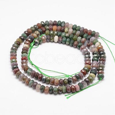 Faceted Natural Indian Agate Rondelle Beads Strands G-K090-11-1
