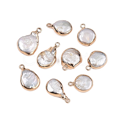 Electroplated Natural Keshi Pearl Teardrop Pendants LS-PEAR-S018-02K-01-1