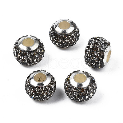 Handmade Polymer Clay Rhinestone European Beads RB-N053-001-05-1