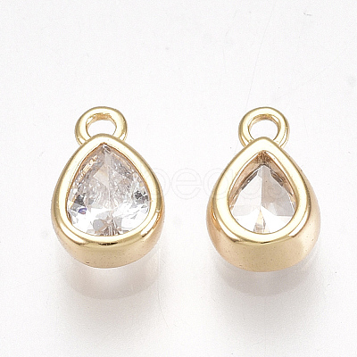 Brass Cubic Zirconia Charms X-KK-S350-089G-1