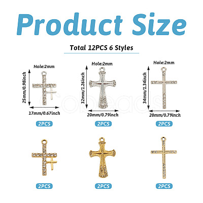 20Pcs 10 Styles Alloy Rhinestone Pendants FIND-TA0007-84-1