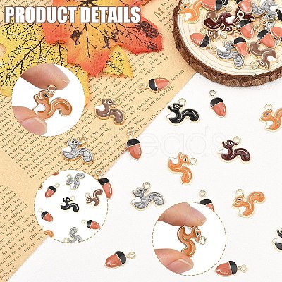50Pcs 6 Styles Alloy Enamel Pendants ENAM-YW0008-88-1