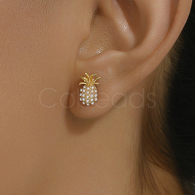 Elegant Pineapple Brass Stud Earrings DF3598-1