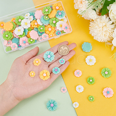 90Pcs 15 Styles Opaque Resin Cabochons CRES-PH0001-11-1