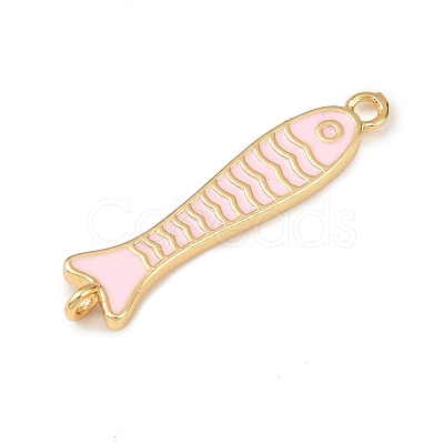Brass Enamel Fish Connector Charms KK-L255-15G-03-1