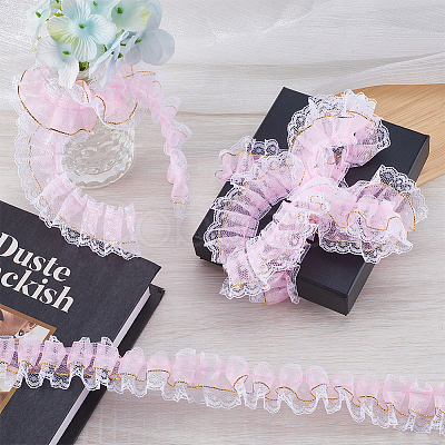 10M Polyester Polka Dot Lace Ribbons OCOR-GF0003-35B-1