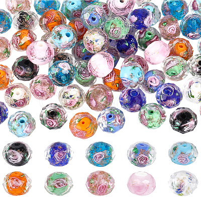 80Pcs 10 Colors Handmade Gold Sand Lampwork Beads LAMP-PA0001-40-1