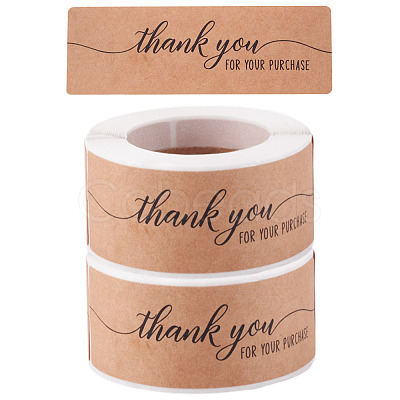 2 Rolls Rectangle Thank You Theme Paper Stickers DIY-TA0013-47C-1