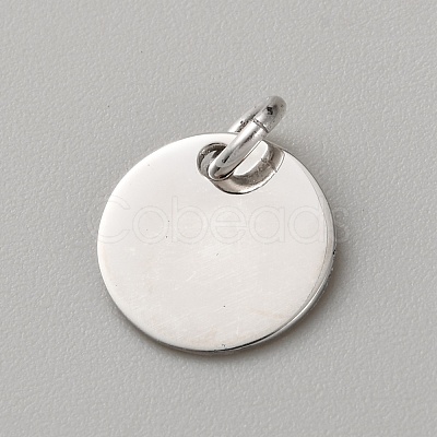 Flat Round 925 Sterling Silver Charms STER-WH0005-43A-P-1
