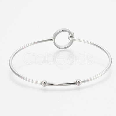 Tarnish Resistant 304 Stainless Steel Bangles STAS-N084-04-1