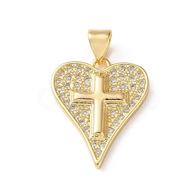 Brass Micro Pave Clear Cubic Zirconia Pendants CU-CBA03AF-09D-G-1