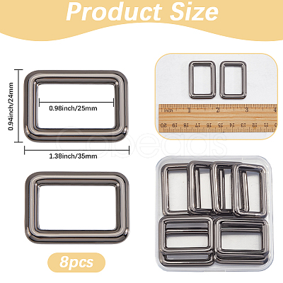 8Pcs Zinc Alloy Rectangle Buckle Ring PURS-SP0001-05B-1