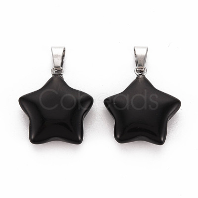 Star Natural Black Stone Pendants G-Q367-23-1