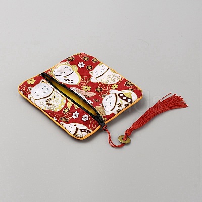 Square Cloth Jewelry Packing Pouches Drawstring Bags with Tassel ABAG-WH0032-68B-1