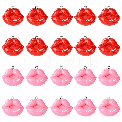 10Pcs 2 Colors Opaque Resin Pendants RESI-YW0003-46-1