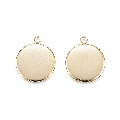 Ion Plating(IP) 304 Stainless Steel Pendant Cabochon Settings X1-STAS-G127-13-14mm-G-1