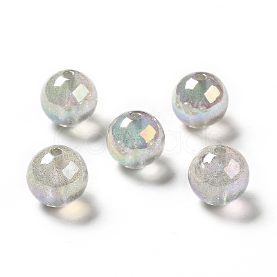 UV Plating Transparent Rainbow Iridescent Acrylic Beads OACR-D010-01F-1