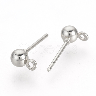 Iron Ball Stud Earring Findings KK-R071-09P-1