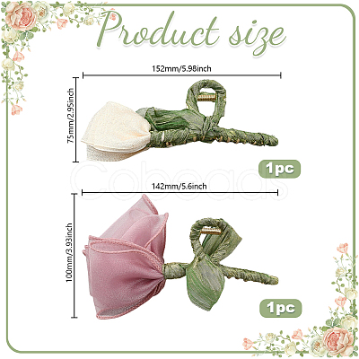 2Pcs 2 Styles Zinc Alloy and Polyester Claw Hair Clips PHAR-GO0001-06-1