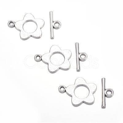 Flower Tibetan Style Alloy Toggle Clasps A0977Y-1