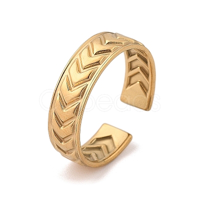 Arrow 304 Stainless Steel Open Cuff Ring for Women RJEW-M049-01G-06-1