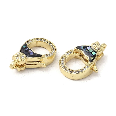 Brass Micro Pave Clear Cubic Zirconia Lobster Claw Clasps KK-K385-009G-1